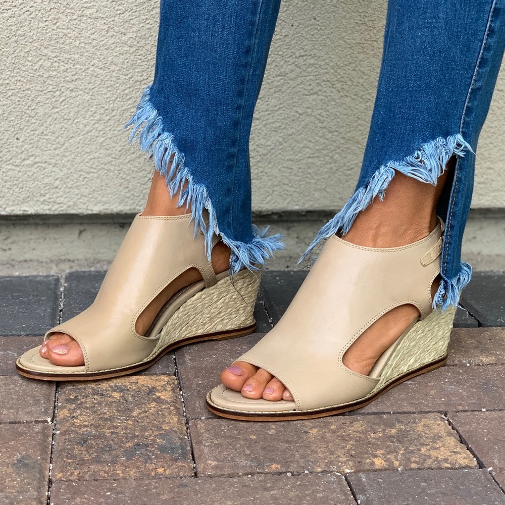 Cream Cut Out Espadrille Wedge Platform Sandal - Picture 3 of 8